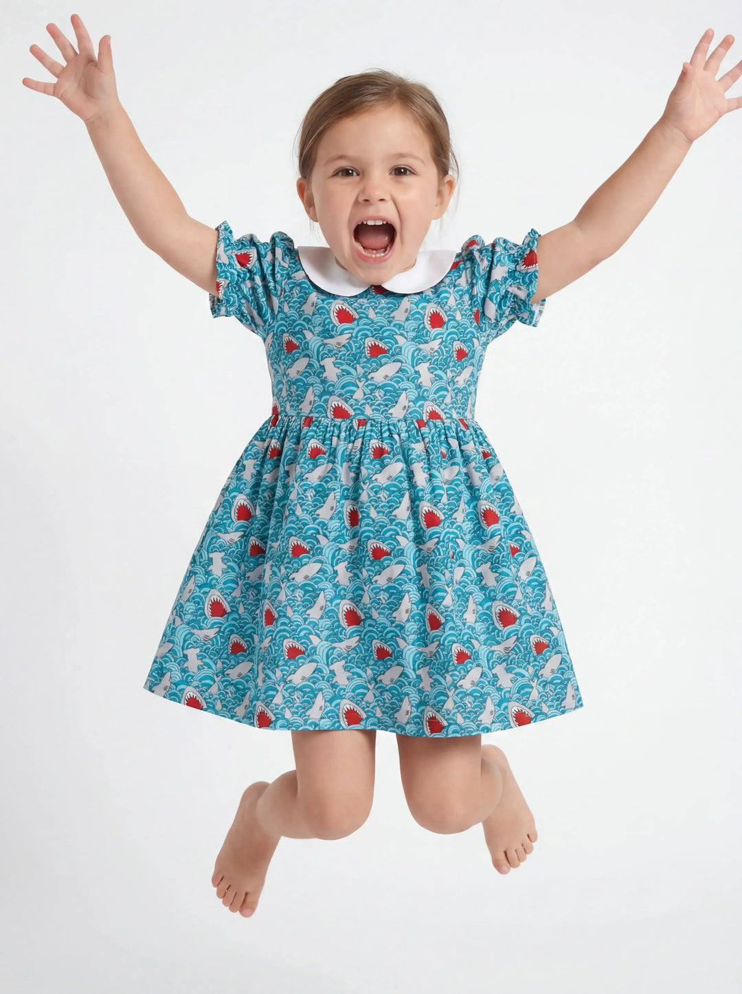 Shark Wave Rush Bamboo Peter Pan Collar Dress