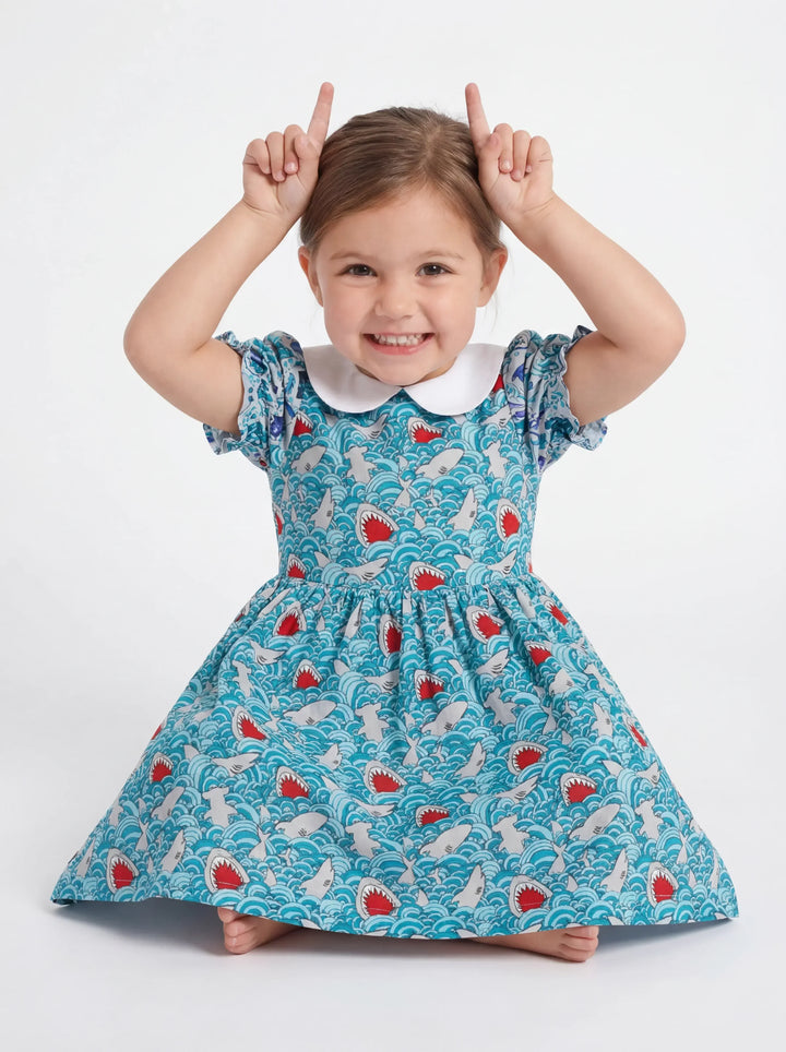 Shark Wave Rush Bamboo Peter Pan Collar Dress
