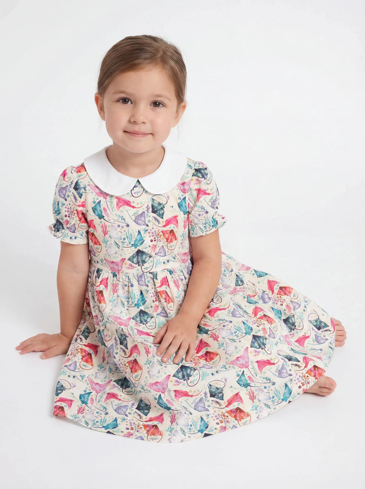 Wildflower Watercolor Garden Bamboo Peter Pan Collar Dress