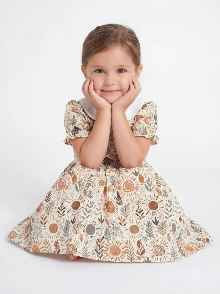 Boho Sunshine Garden Bamboo Peter Pan Collar Dress