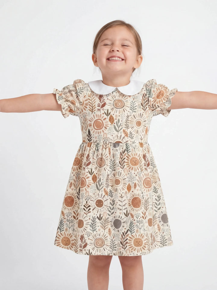 Boho Sunshine Garden Bamboo Peter Pan Collar Dress