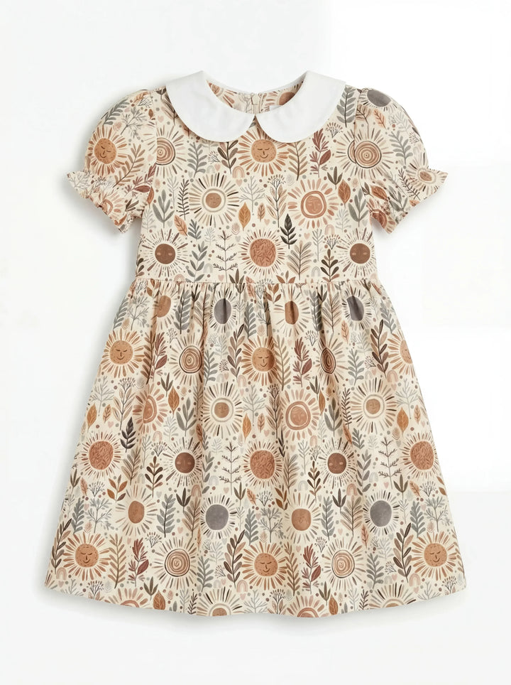 Boho Sunshine Garden Bamboo Peter Pan Collar Dress