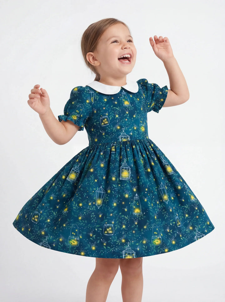 Firefly Lantern Night Bamboo Peter Pan Collar Dress