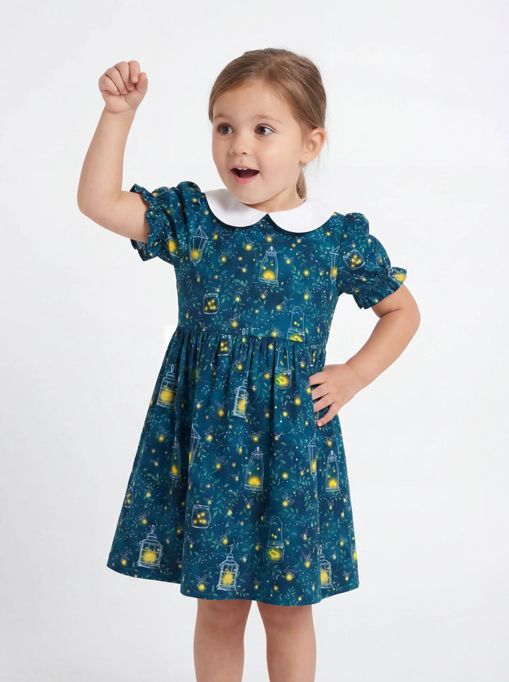 Firefly Lantern Night Bamboo Peter Pan Collar Dress