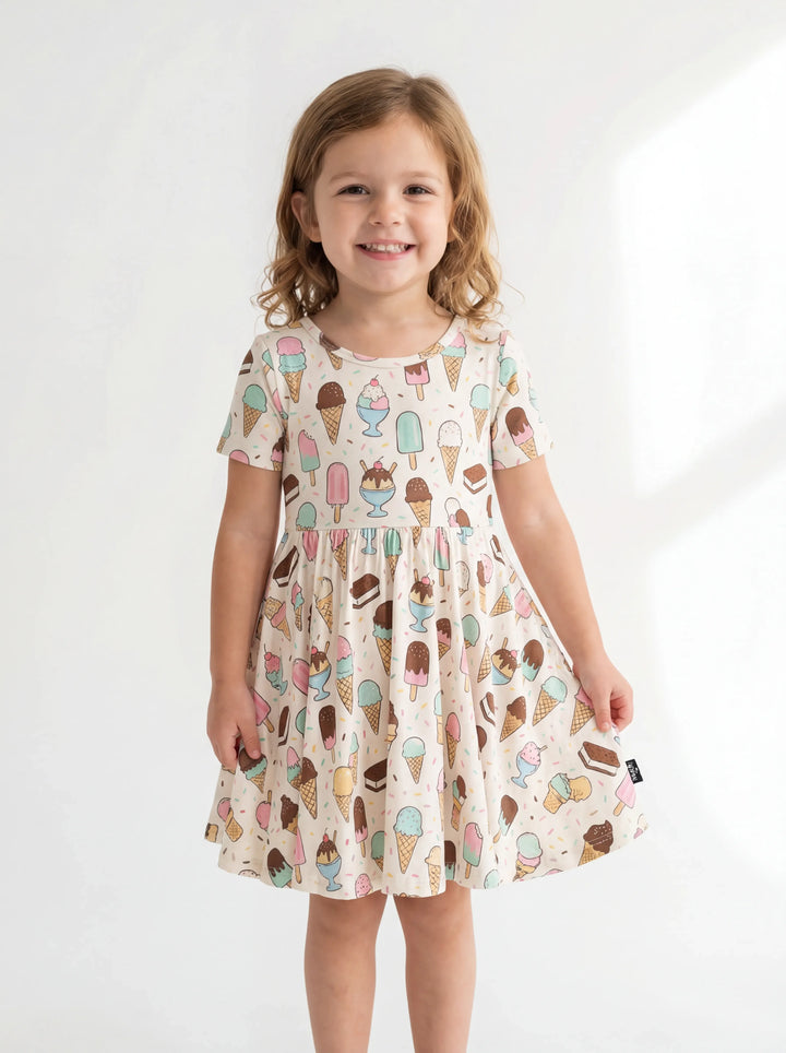 Cute Ice Cream Dessert Bamboo Twirl Dress