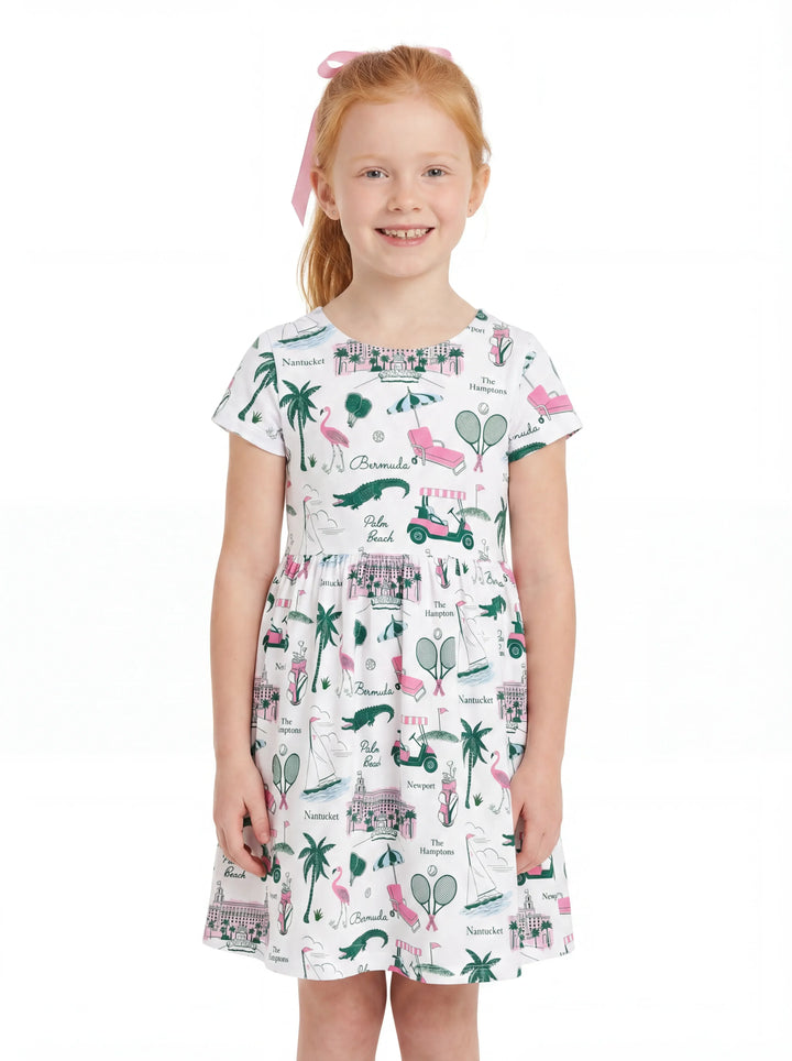 Preppy Palm Getaway Bamboo Twirl Dress