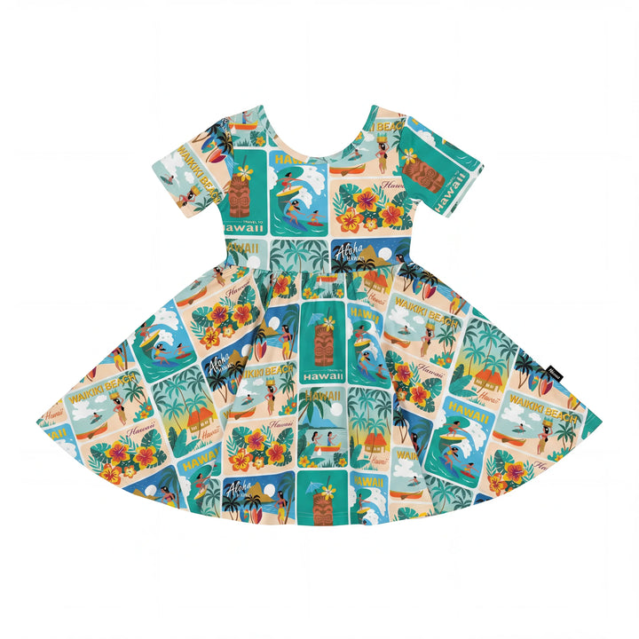 Aloha Postcard Paradise Bamboo Twirl Dress