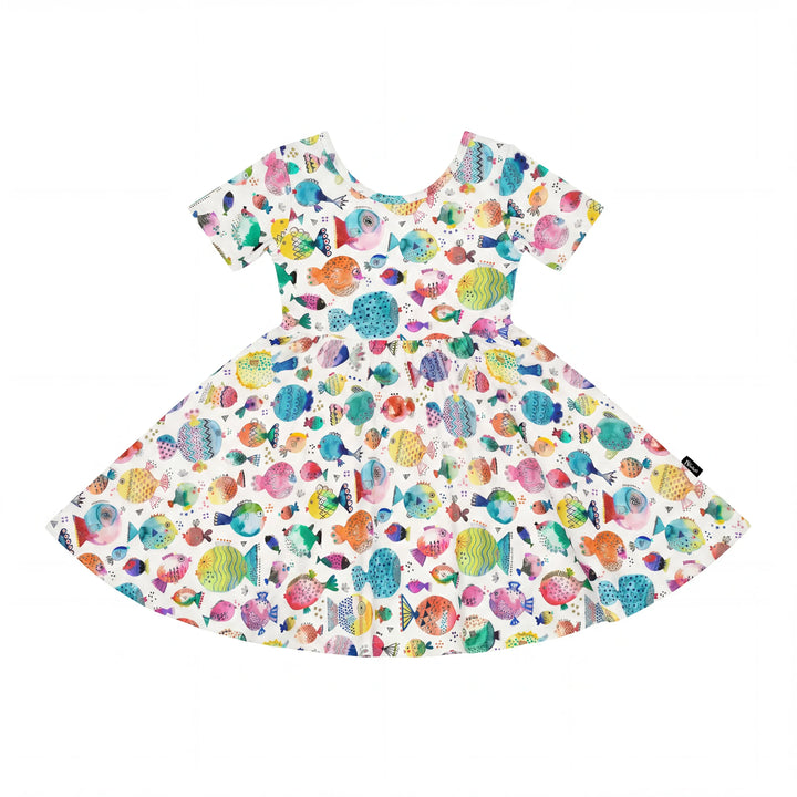 Rainbow Reef Fish Bamboo Twirl Dress