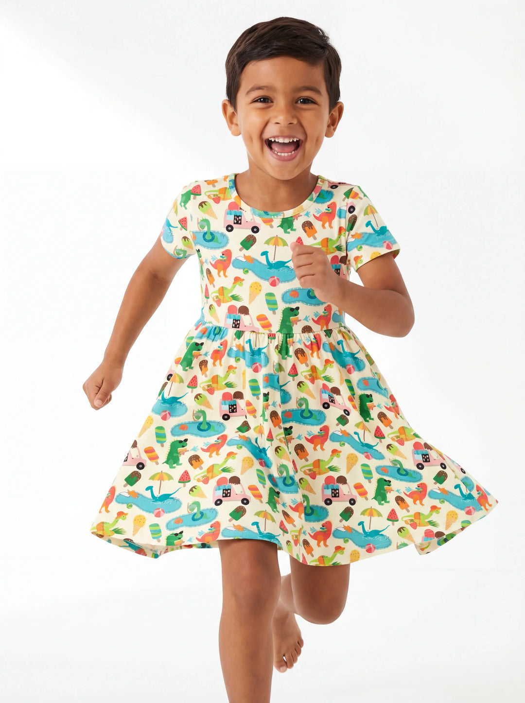 Dino Summer Splash Bamboo Twirl Dress