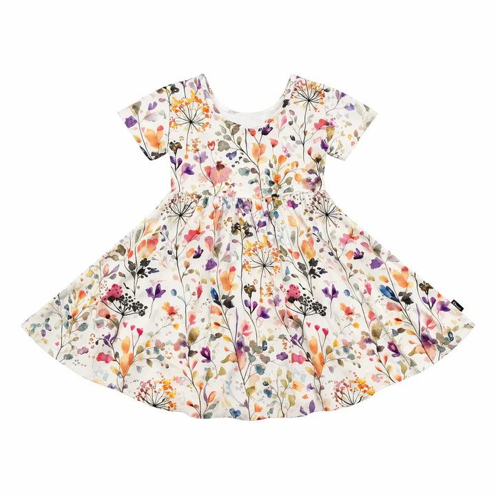 Vestido de Bambú Entallado con Acuarela de Flores Silvestres