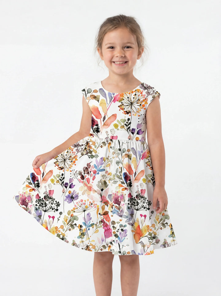 Vestido de Bambú Entallado con Acuarela de Flores Silvestres