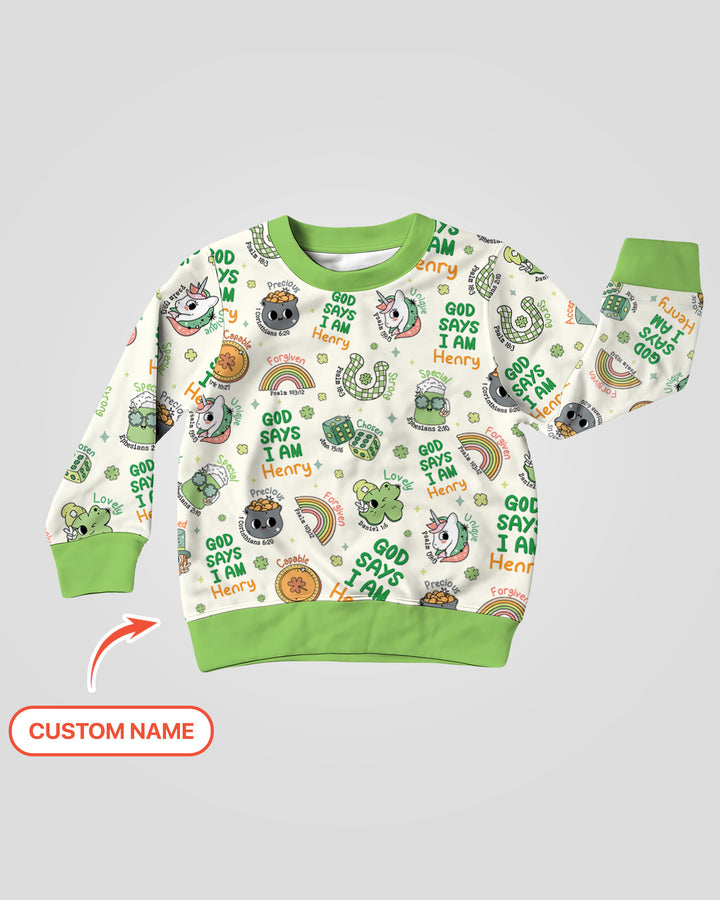 Personalized God Says I Am St. Patrick's Day Family Matching Crewneck Sweatshirt