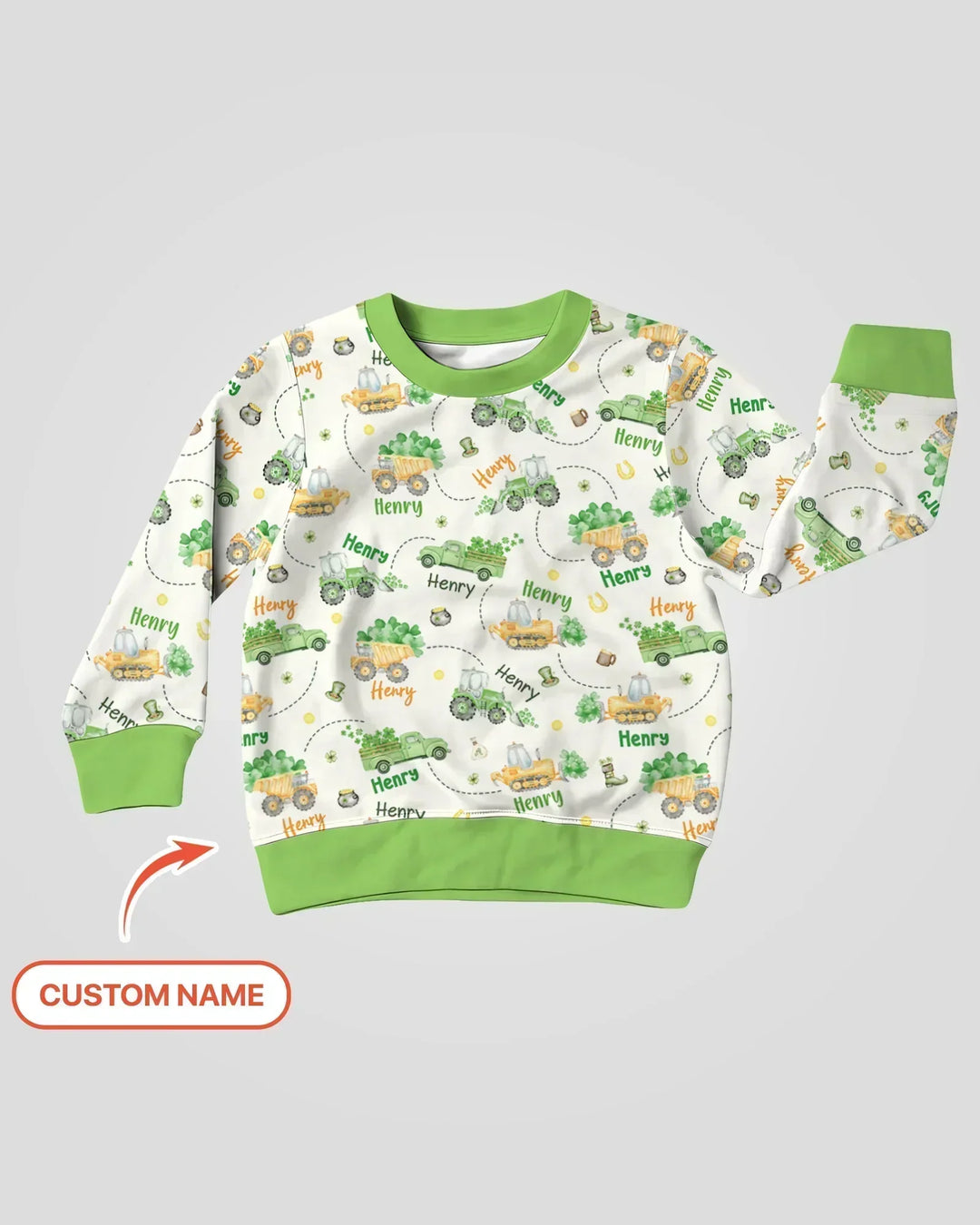 Construction St. Patrick's Day Custom Name Crewneck Sweatshirt