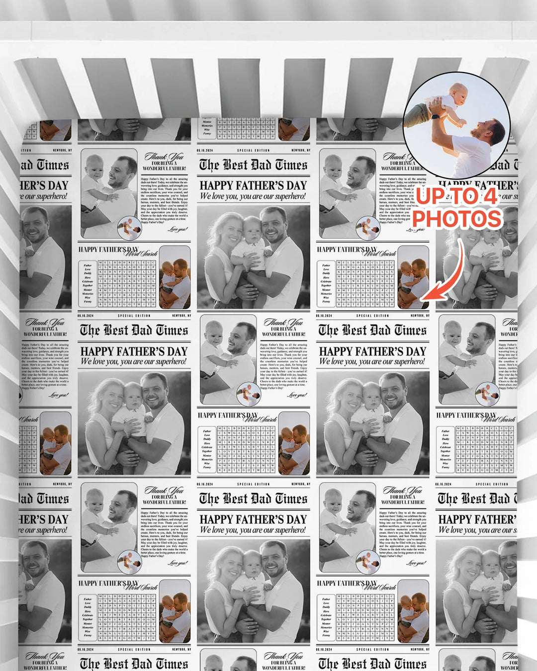 Custom Photo The Best Dad Times Bamboo Fitted Crib Sheet