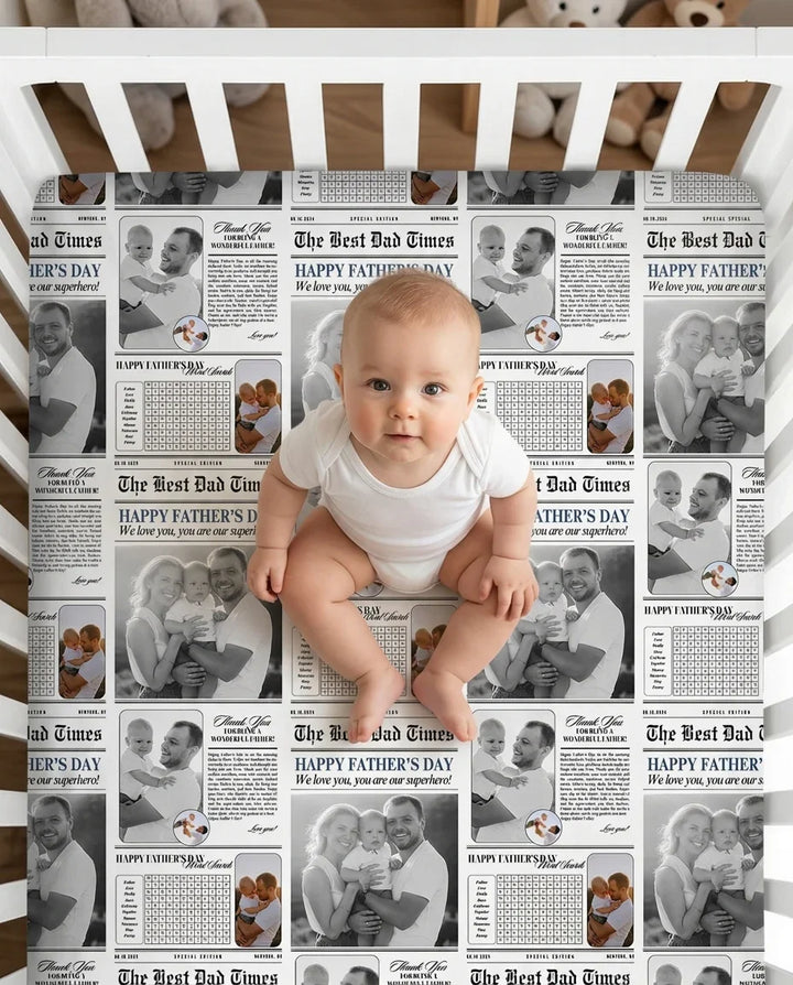 Custom Photo The Best Dad Times Bamboo Fitted Crib Sheet