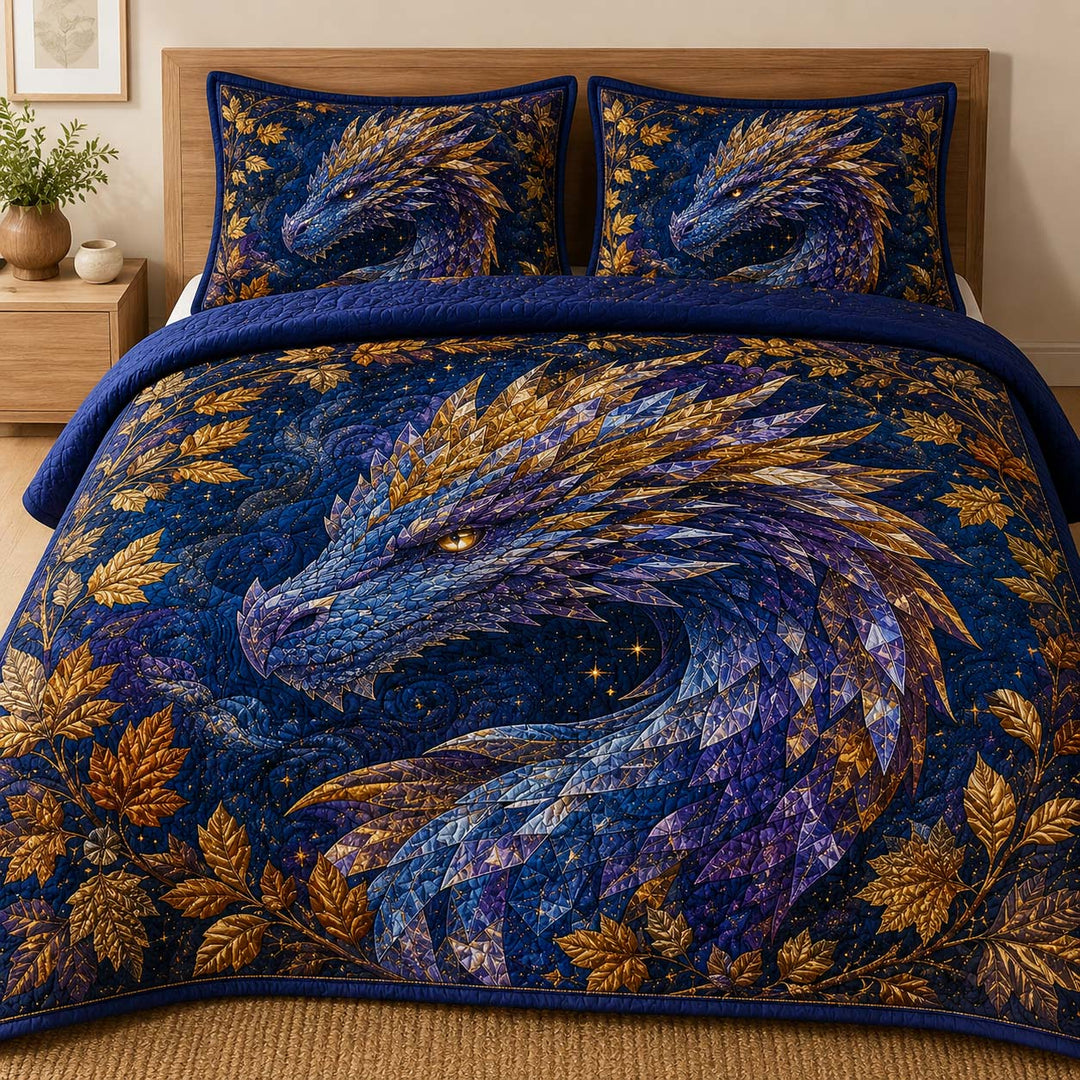 Crystal Autumn Dragon Bamboo Quilt Bedding Set