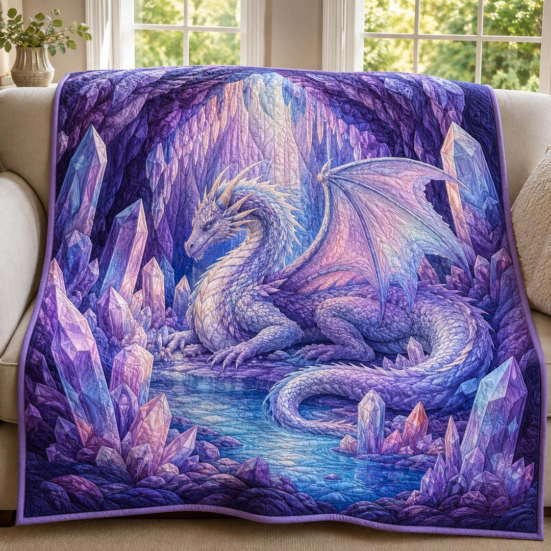 Crystal Dragon Amethyst Cavern Bamboo Quilt Blanket