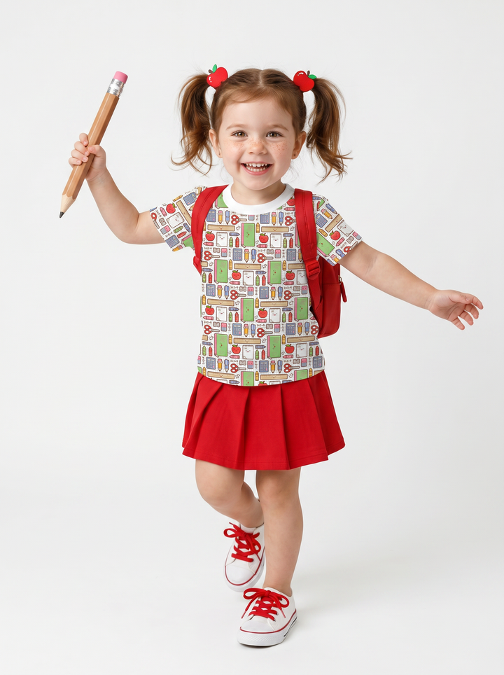 School Supply Parade Bamboo Crewneck T-Shirt