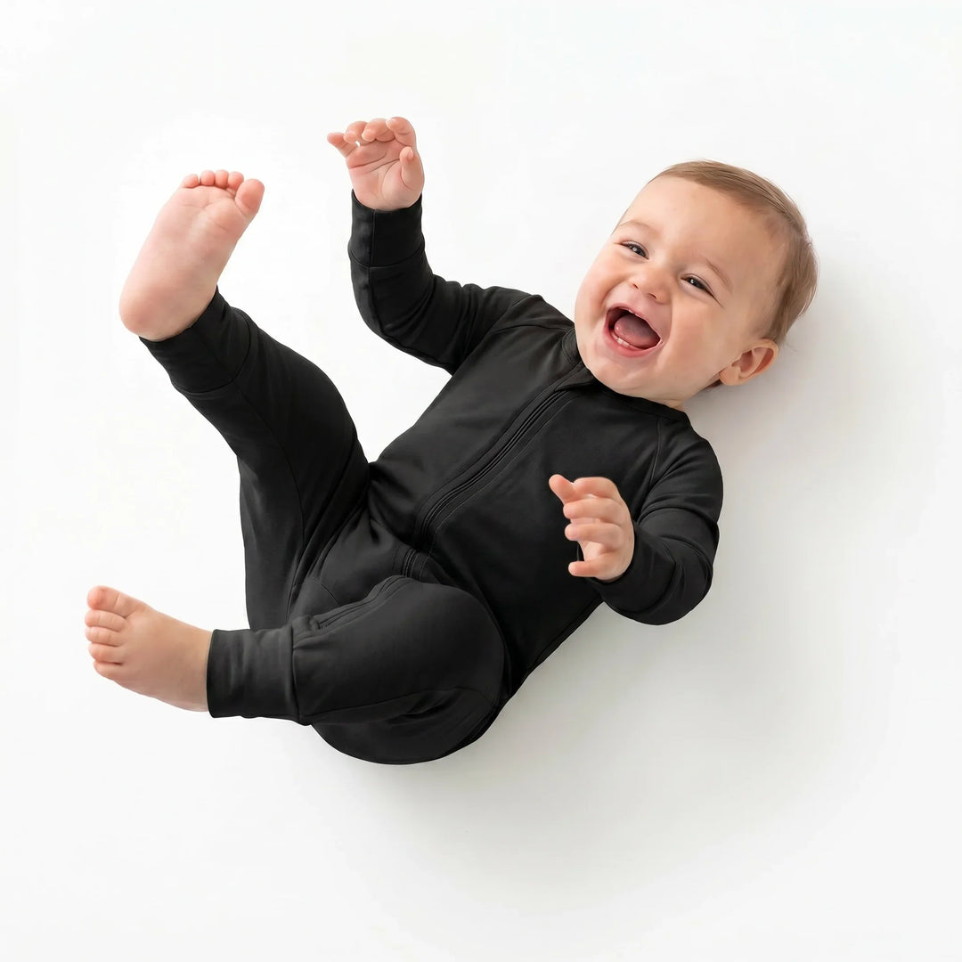 Black Bamboo Convertible Zippered Romper