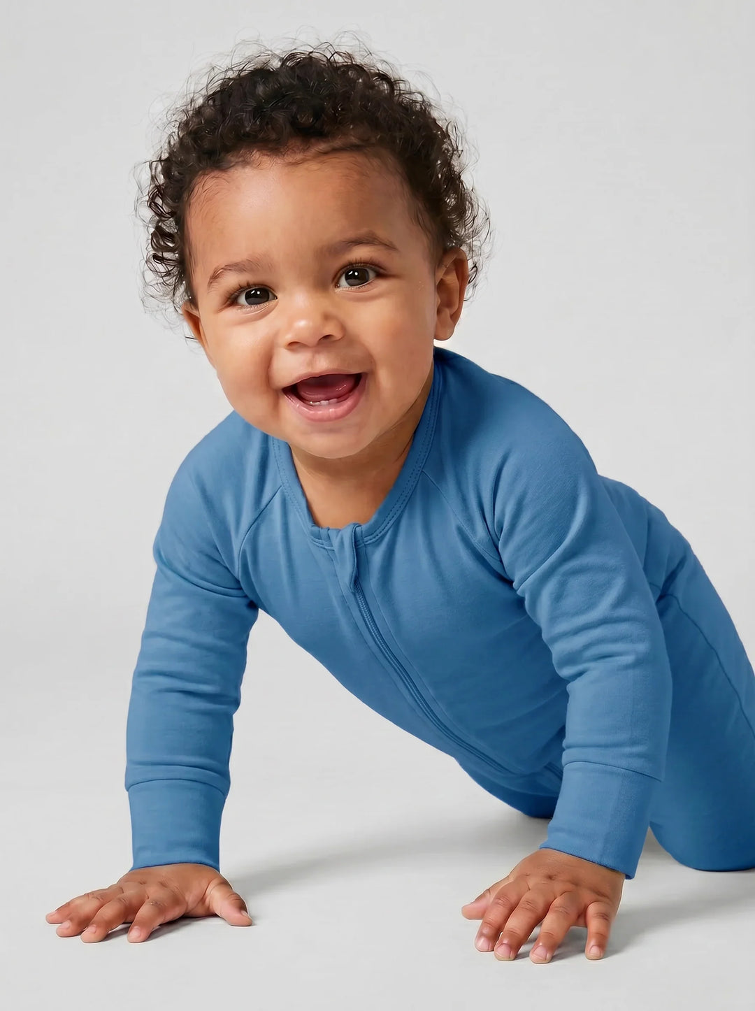 Steel Blue Bamboo Convertible Zippered Romper