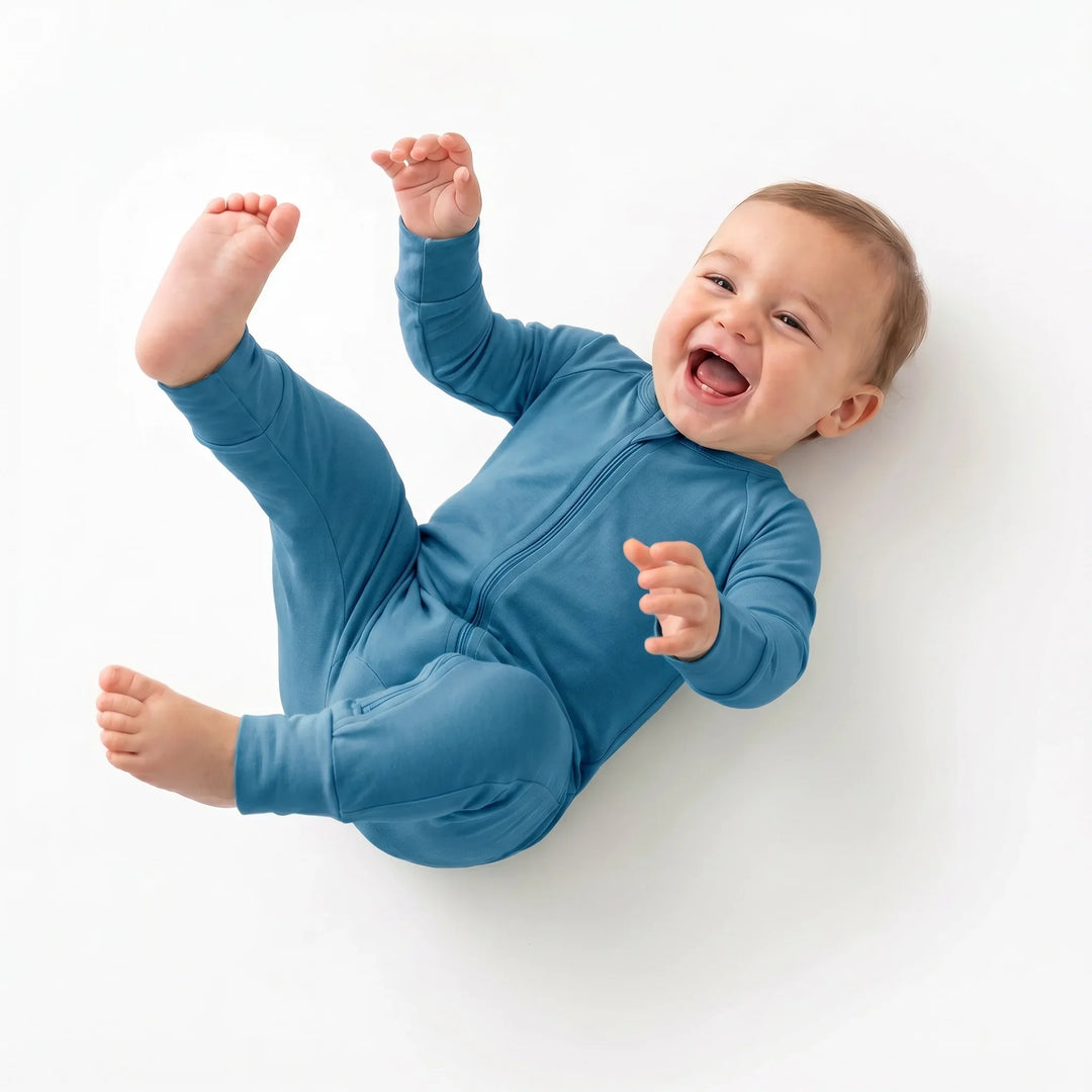Steel Blue Bamboo Convertible Zippered Romper