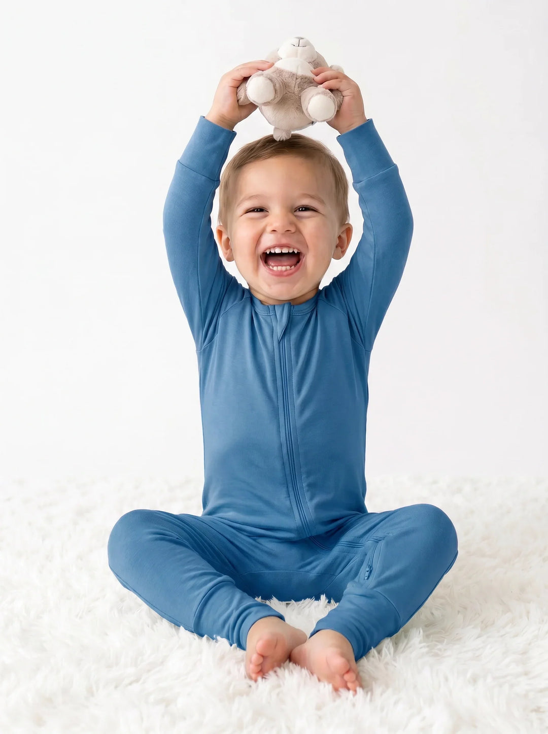 Steel Blue Bamboo Convertible Zippered Romper