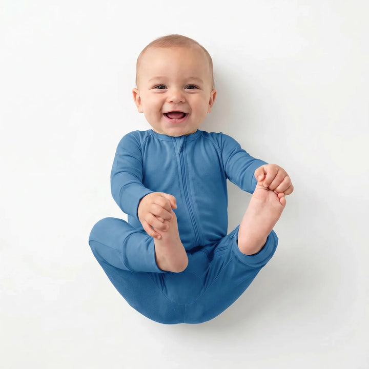 Steel Blue Bamboo Convertible Zippered Romper