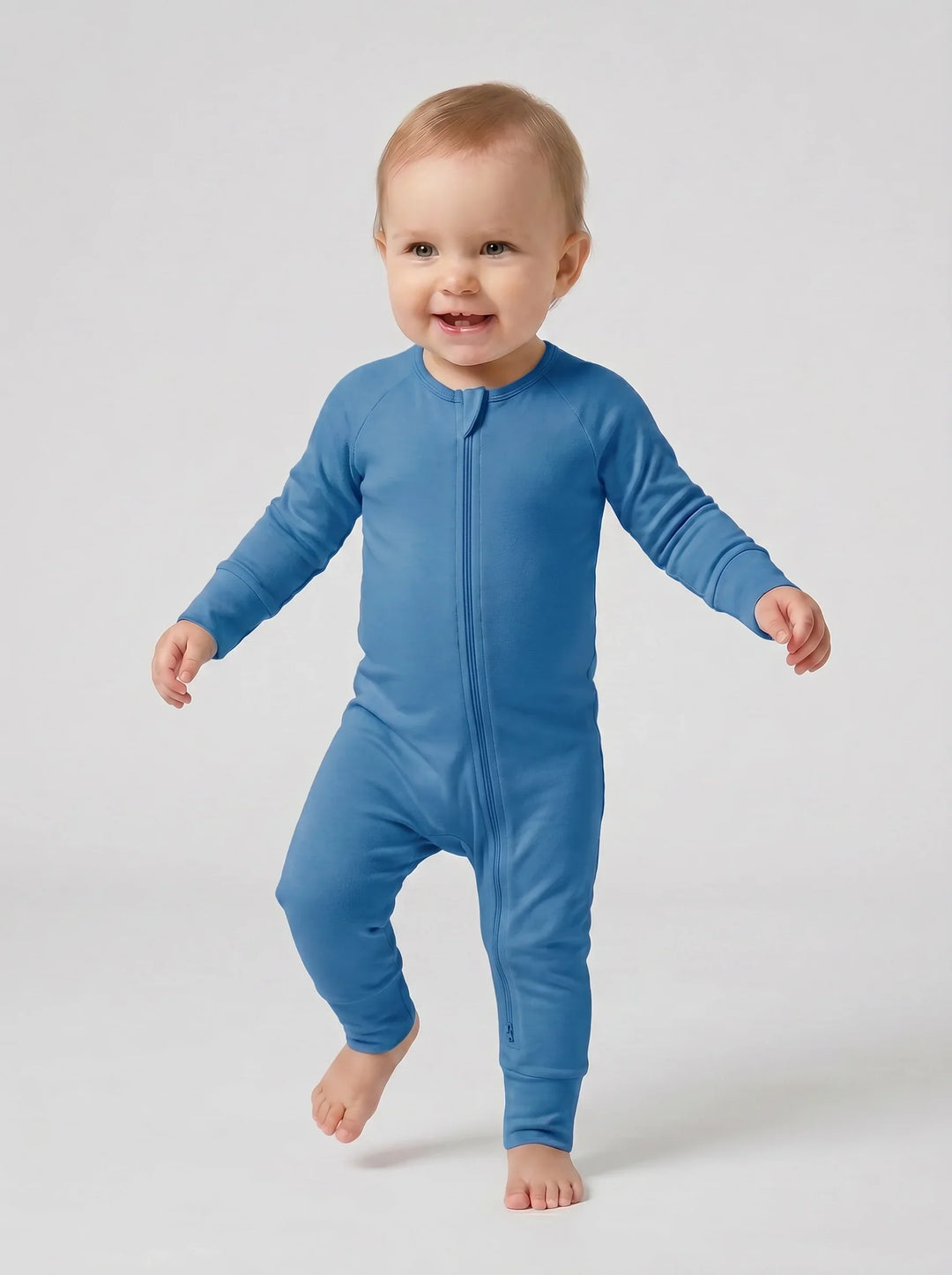 Steel Blue Bamboo Convertible Zippered Romper