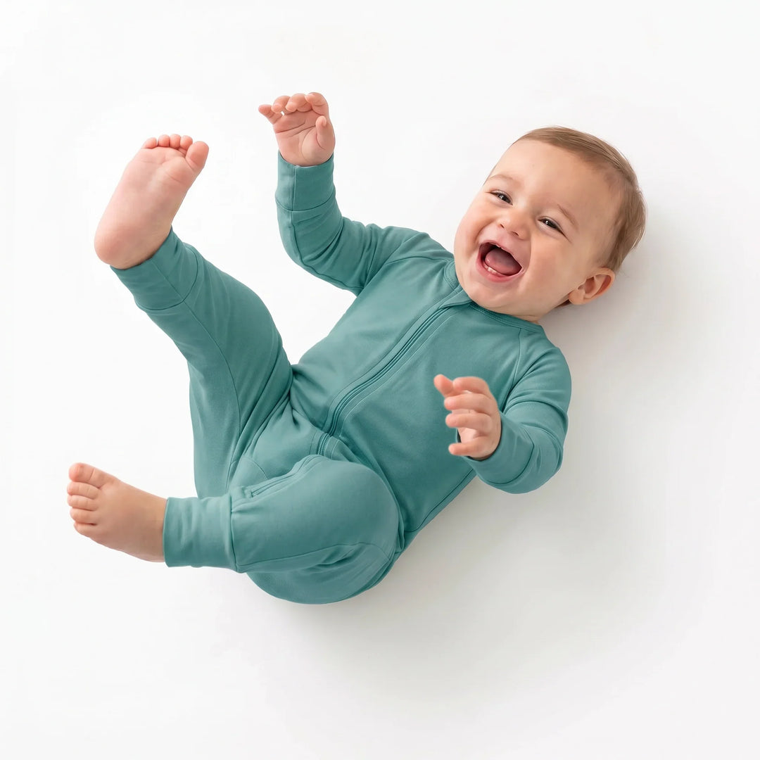 Cadet Blue Bamboo Convertible Zippered Romper