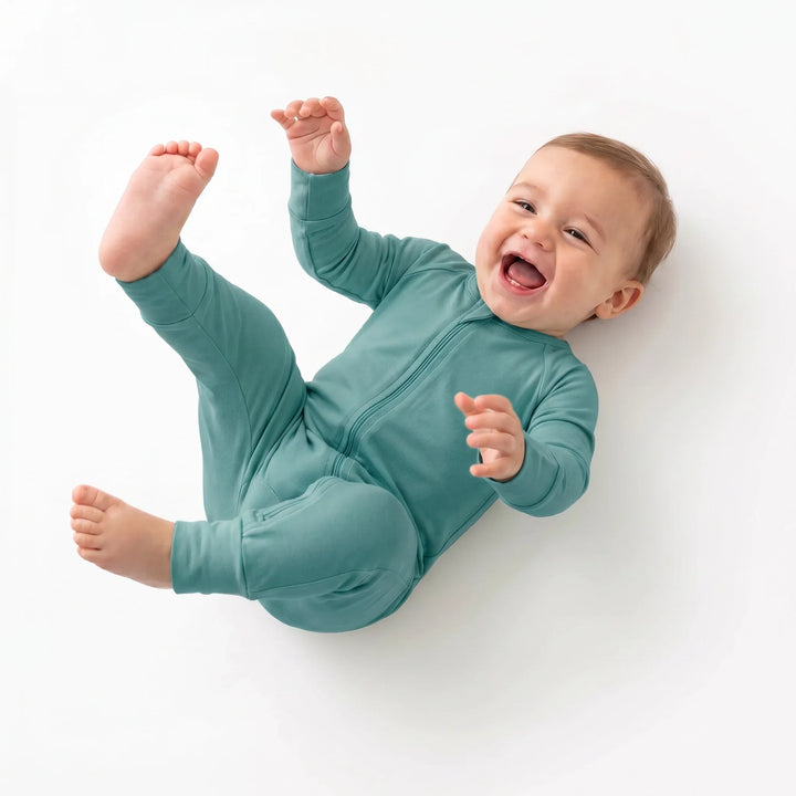 Cadet Blue Bamboo Convertible Zippered Romper