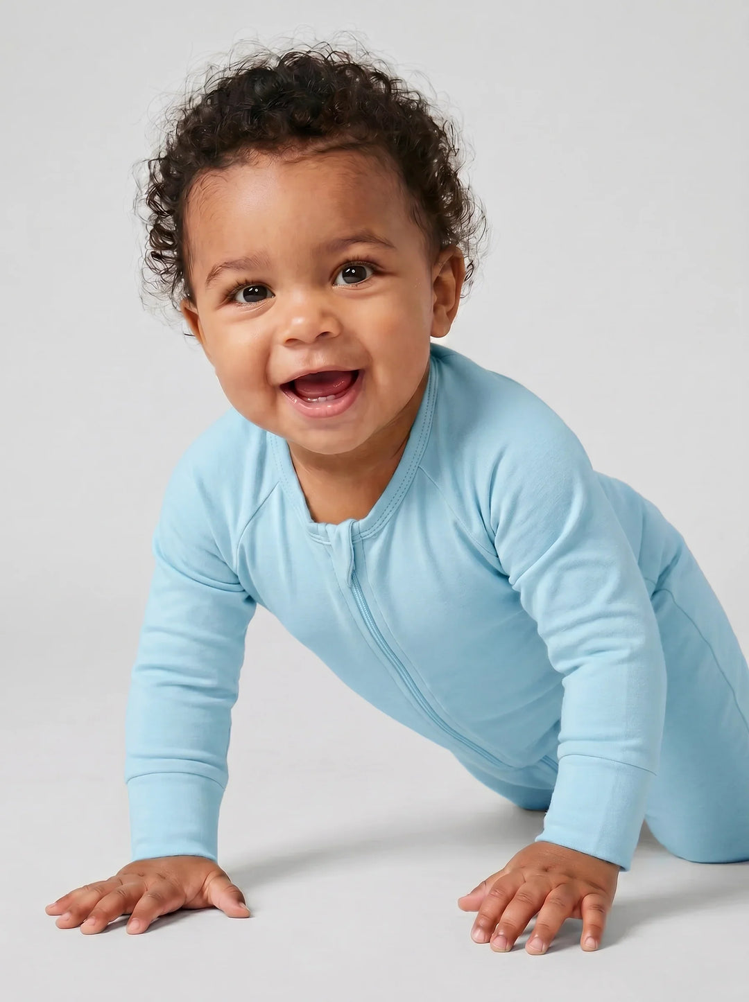 Light Blue Bamboo Convertible Zippered Romper