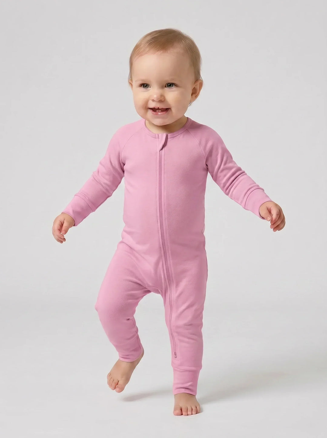 Pink Bamboo Convertible Zippered Romper