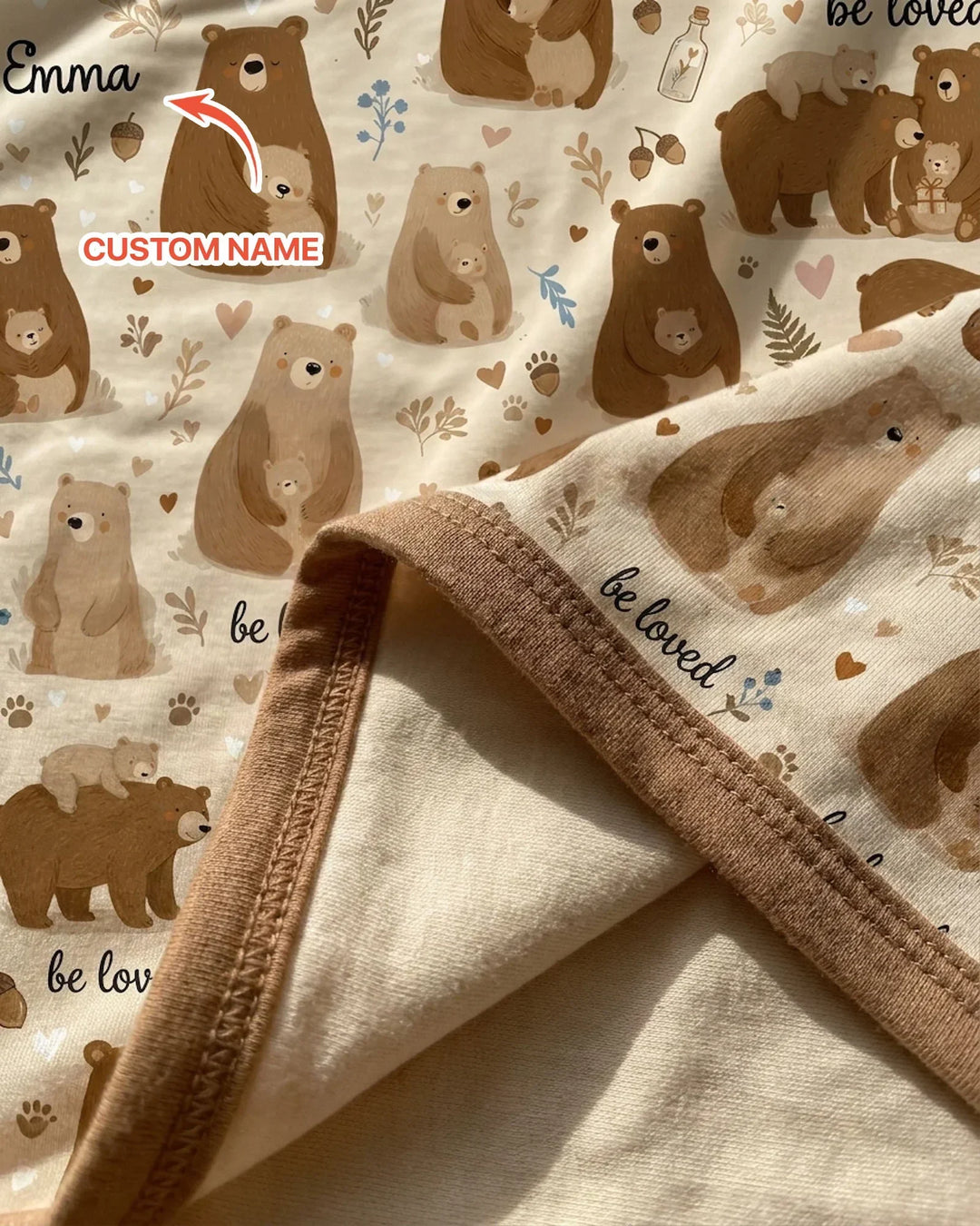 Manta de bambú oso amado con nombre personalizado