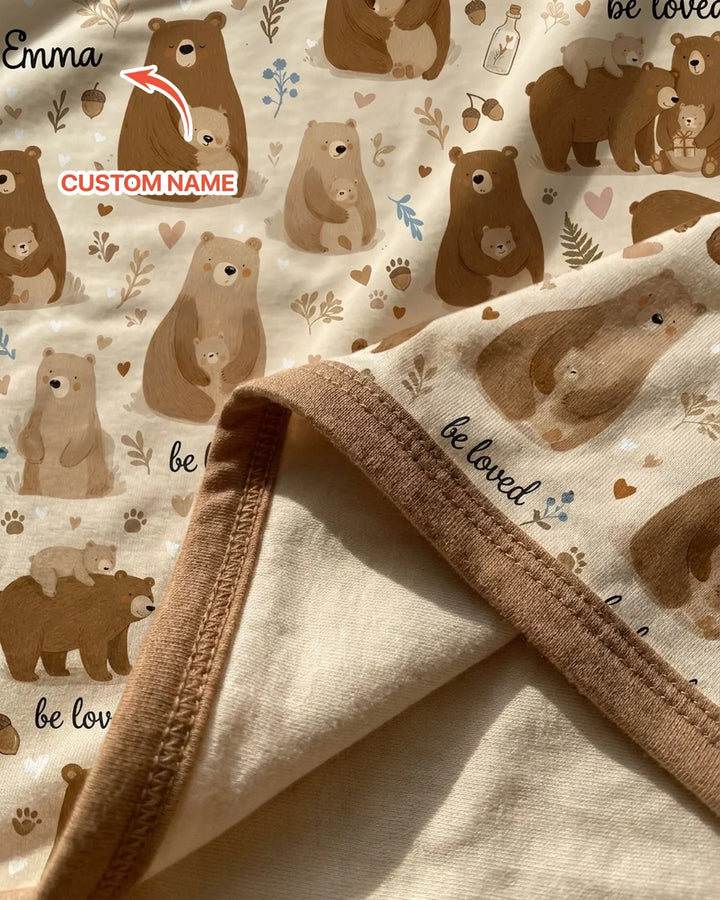 Manta de bambú oso amado con nombre personalizado