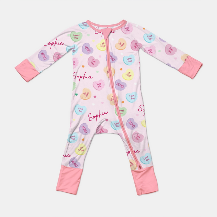 Custom Name Colorful Candy Hearts Family Matching Convertible Zippy