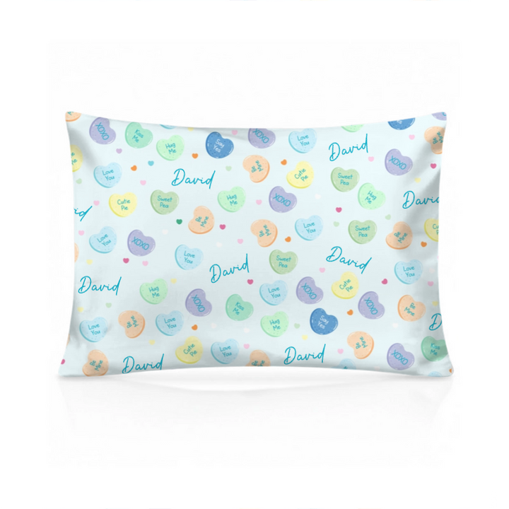 Custom Name Colorful Candy Hearts Family Matching Pillow Case