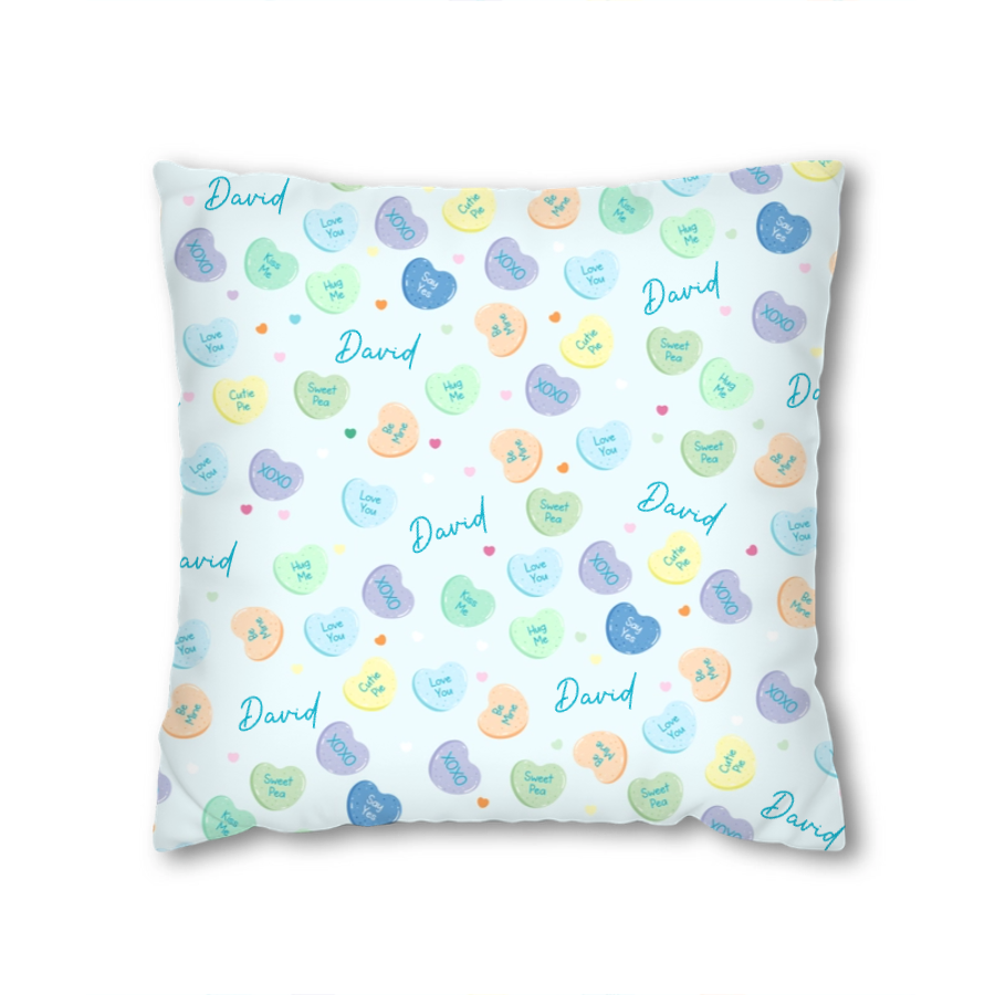 Custom Name Colorful Candy Hearts Family Matching Pillow Case