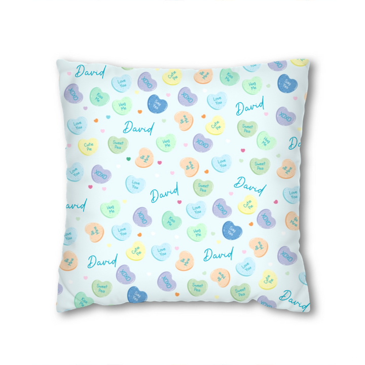 Custom Name Colorful Candy Hearts Family Matching Pillow Case