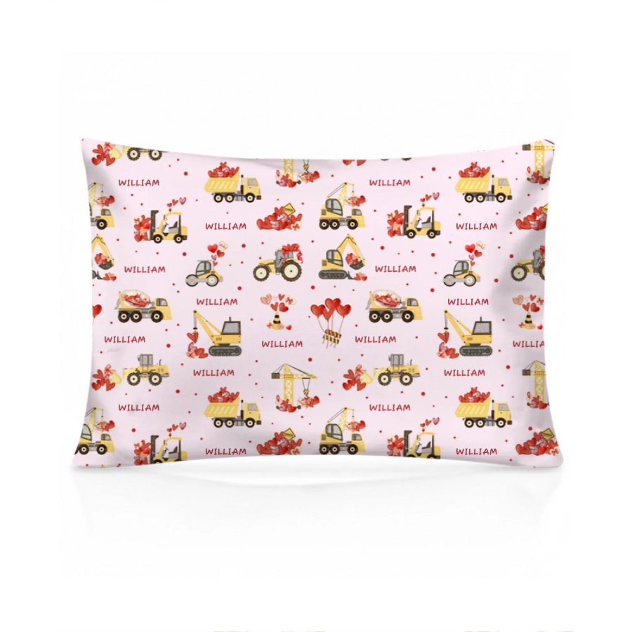Custom Name Valentine Trucks Family Matching Pillow Case