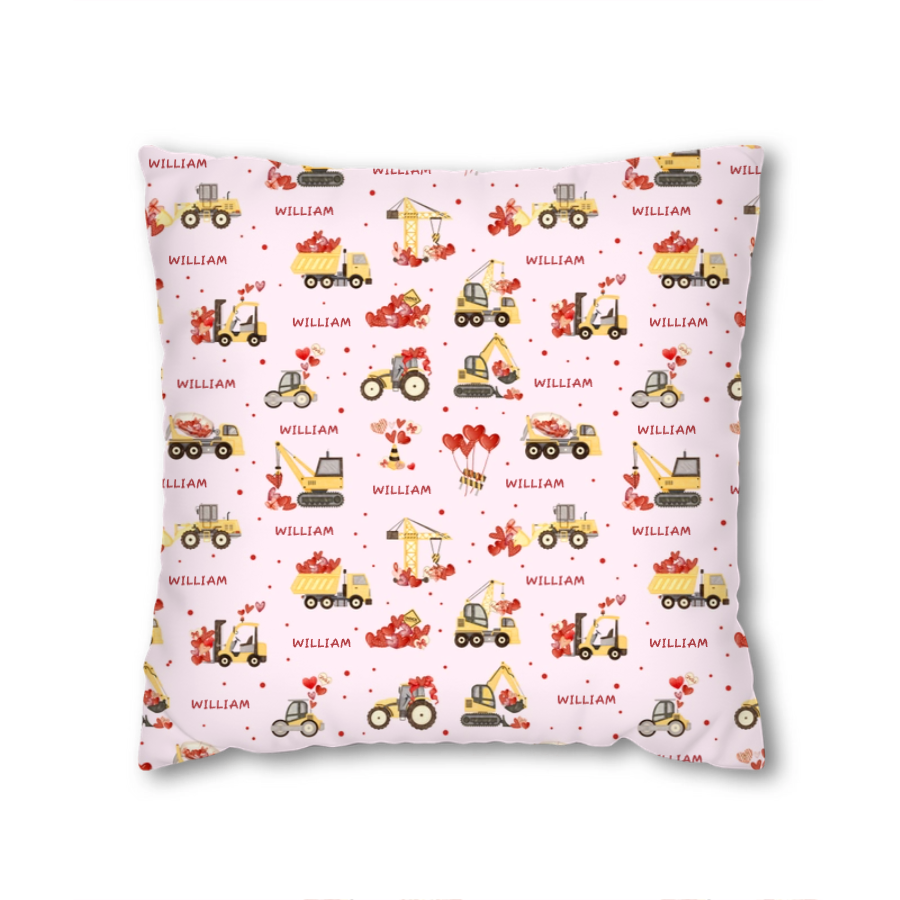 Custom Name Valentine Trucks Family Matching Pillow Case