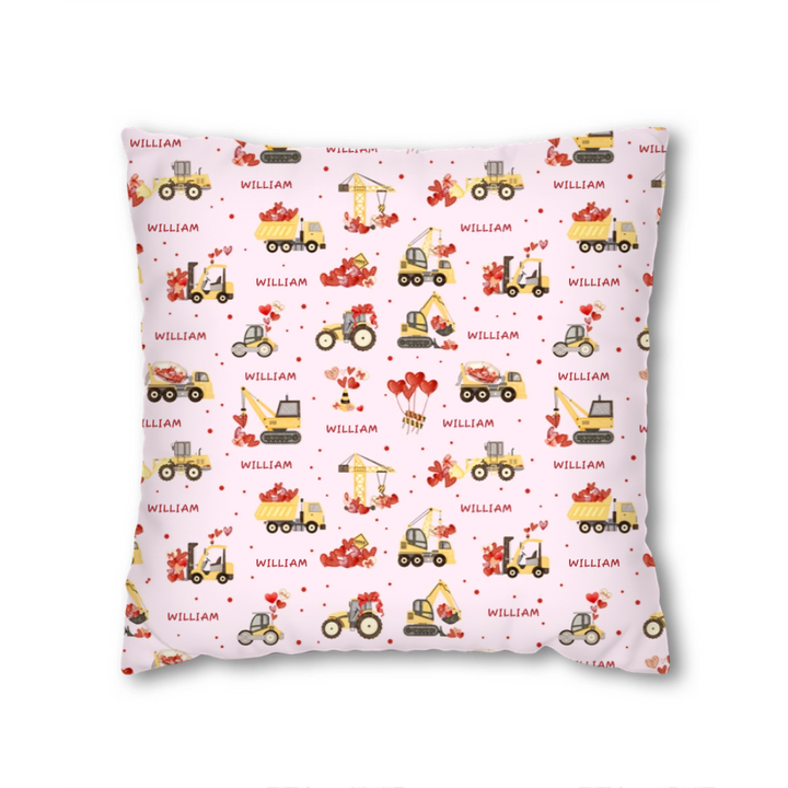 Custom Name Valentine Trucks Family Matching Pillow Case