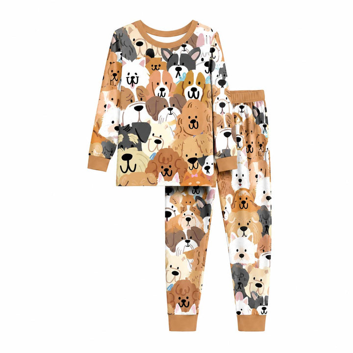 Cute Dog Crowd Bamboo Two Piece Long Sleeve Pajama Set