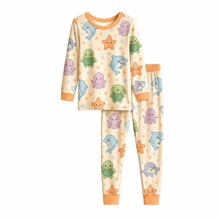 Cute Ocean Friends Bamboo Two Piece Long Sleeve Pajama Set
