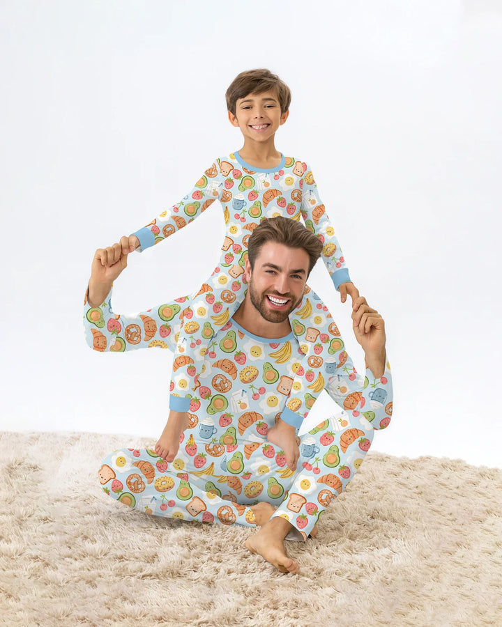 Zweiteiliges Langarm-Pyjama-Set mit Sommerfrüchten