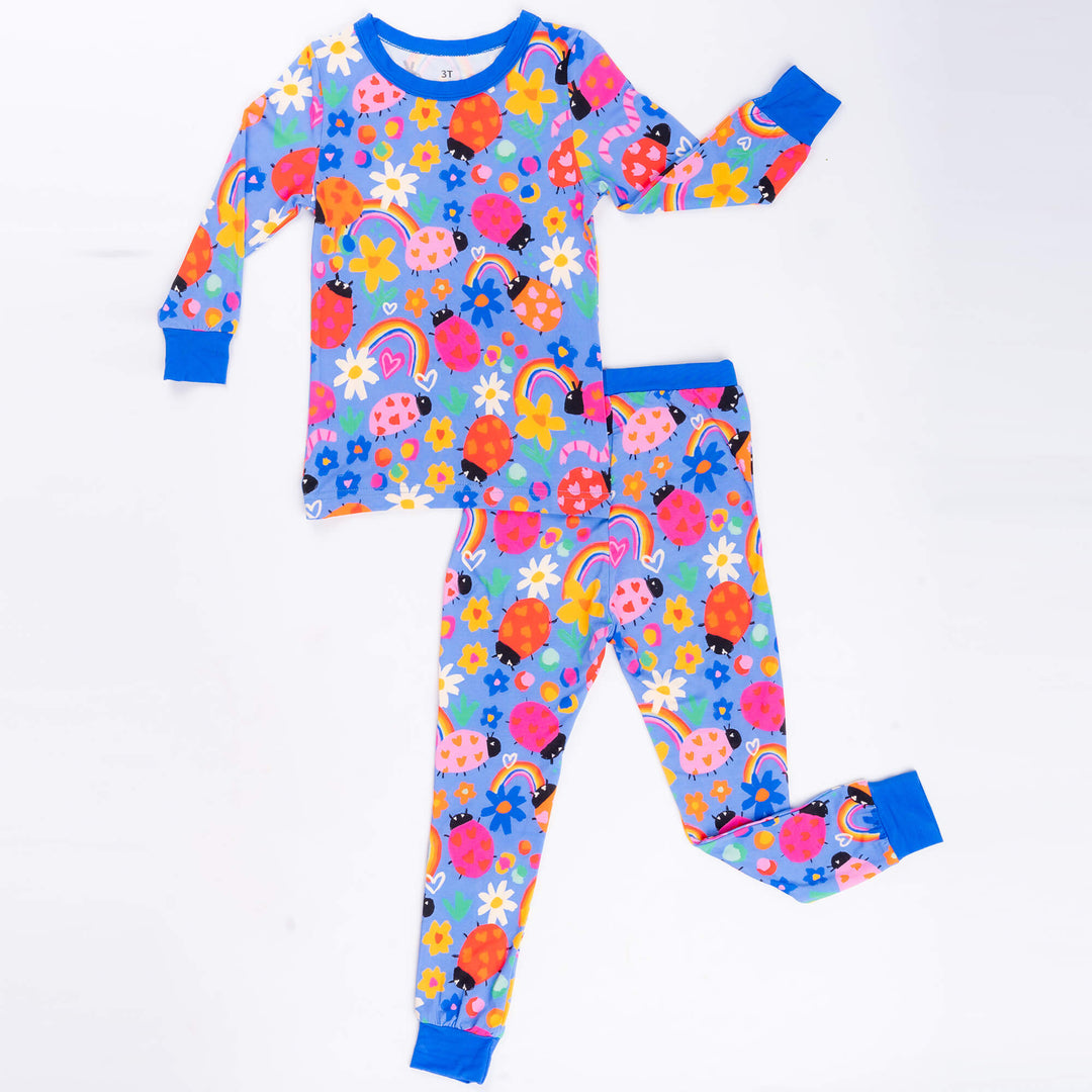 Zweiteiliges Langarm-Pyjama-Set mit Marienkäfern