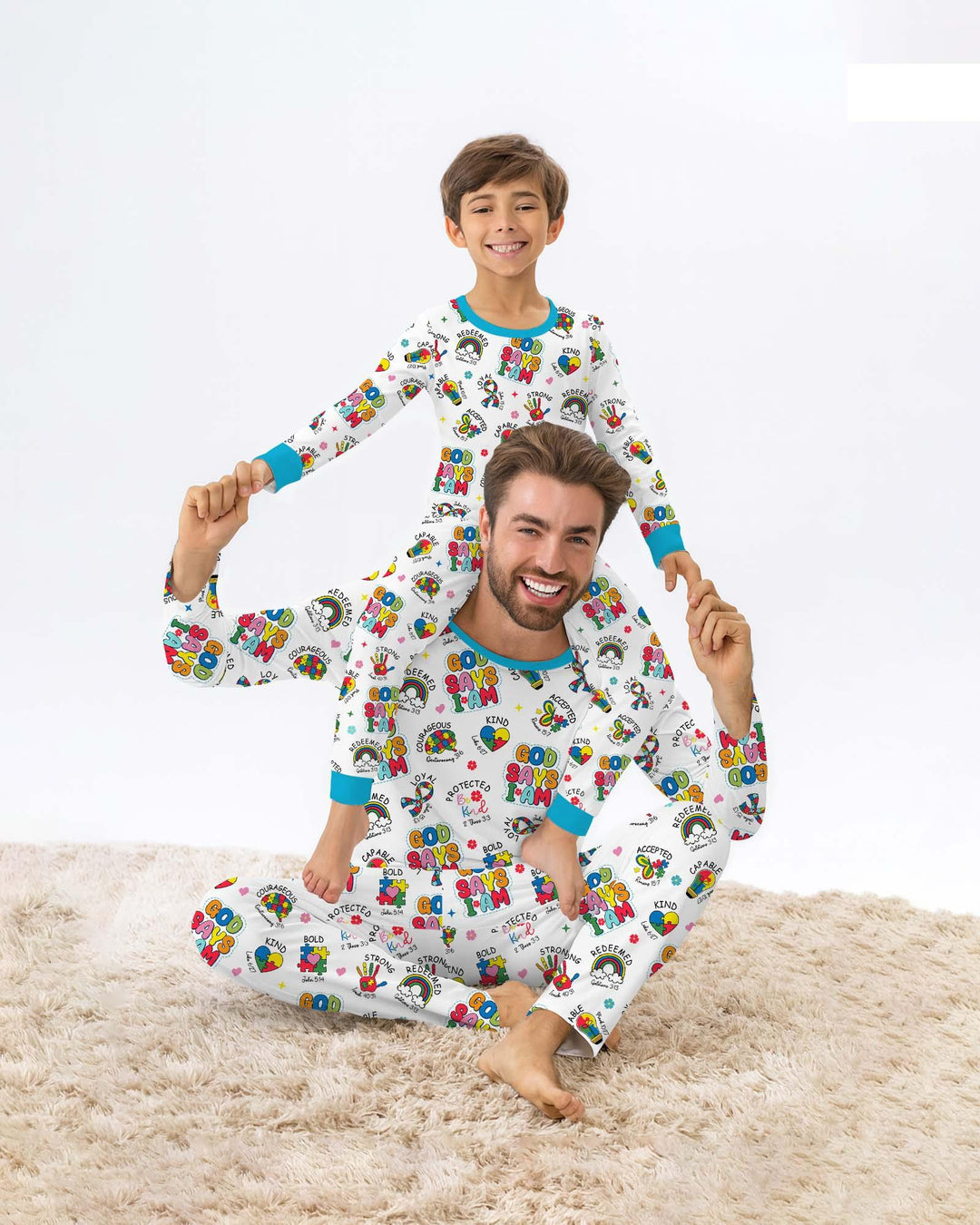 God Says I Am Autism Awareness Bamboo Two Piece Long Sleeve Pajama Set