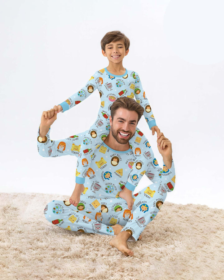 Cute Passover Characters Two Piece Long Sleeve Pajama Set