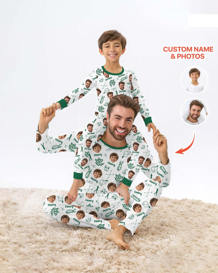 Custom Photo Best Dad By Par Bamboo Two Piece Short Sleeve Shorts Pajama Set