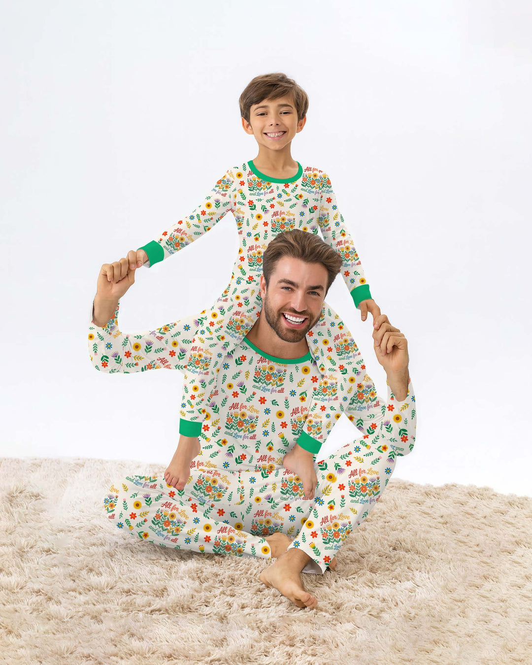 Love For All Family Matching Bamboo Two Piece Long Sleeve Pajama Set