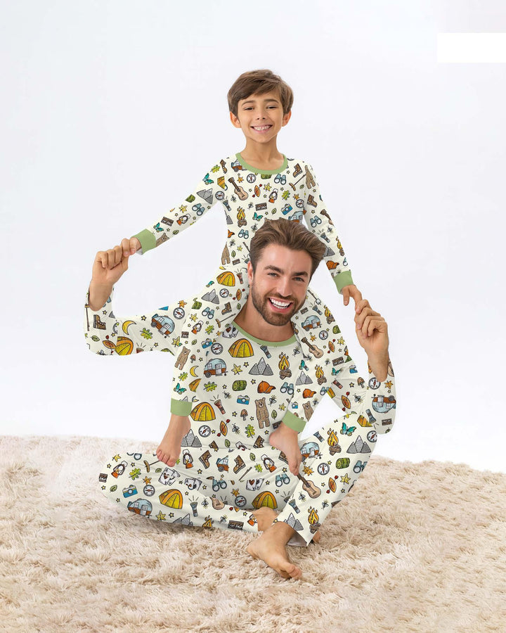 Pijama de Bambú para Hombre Love Camping a Juego Familiar